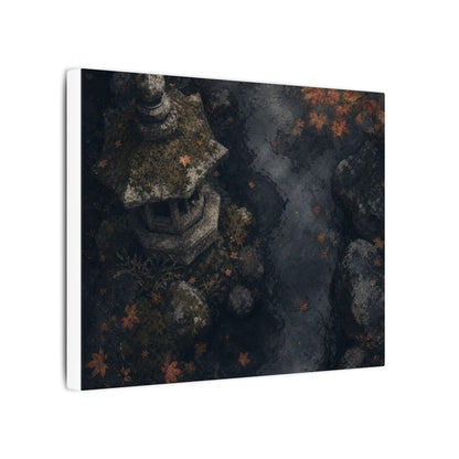 Stone Lantern Canvas Art | Autumn Japandi Texture Art