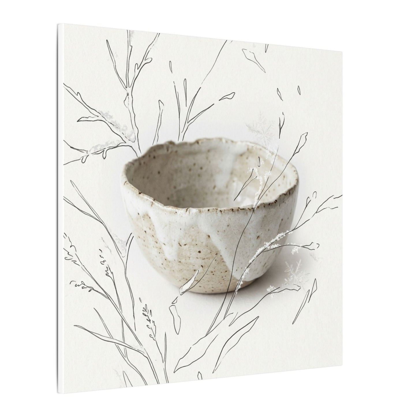 Neutral Ceramic Bowl Canvas Art - Minimal Line Japandi