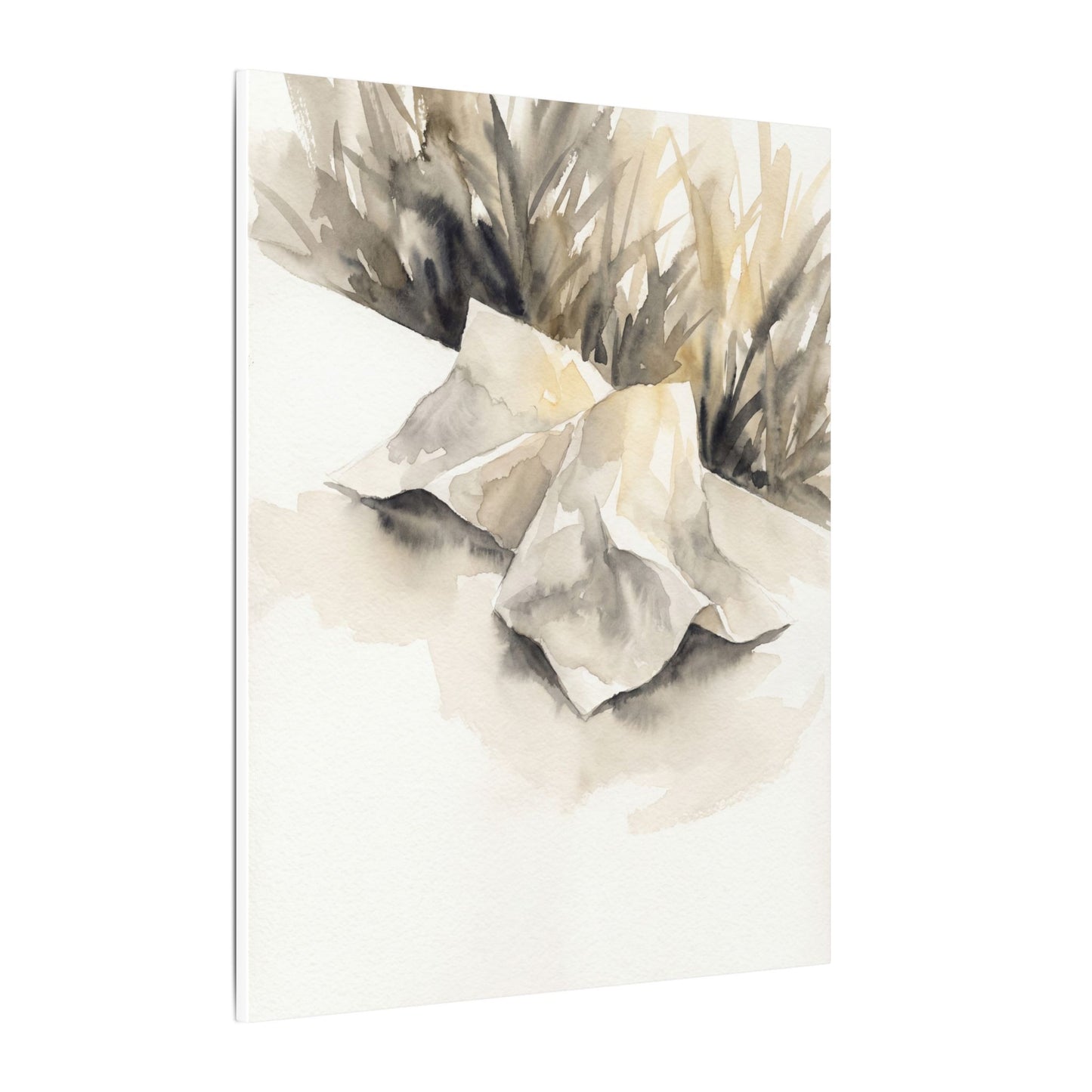 Paper Fold Watercolor Canvas Art | Warm Japandi Art