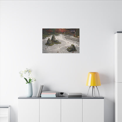 Autumn Rock Garden Ukiyo E Inspired Canvas Art | Peaceful Decor