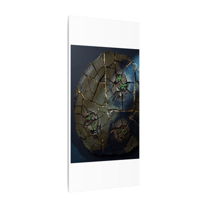 Dark Japandi Cracked Earth in Moonlight | Moody Minimal Canvas Art