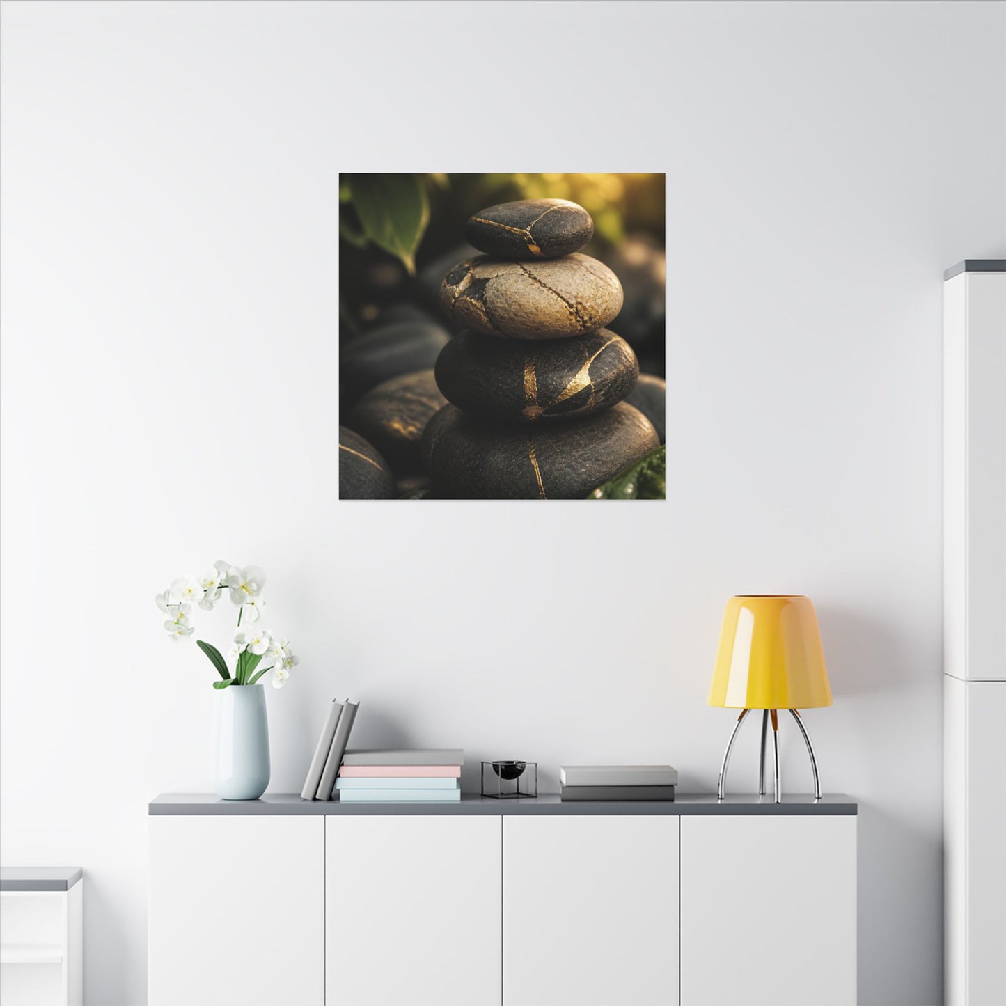 Summer River Stones Broken Beauty Canvas Art | Healing Decor