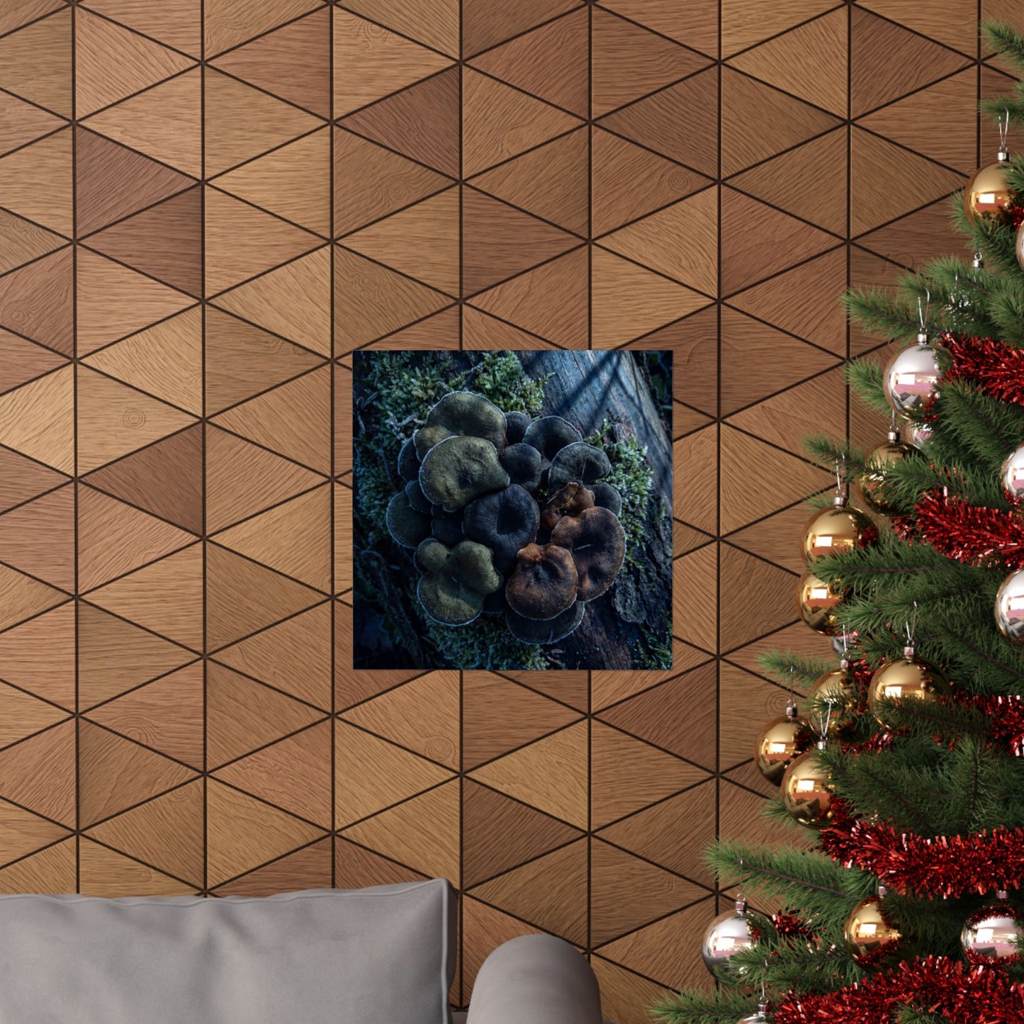Moonlight Wild Mushrooms Wall Art Print - Dark Japandi Shibui