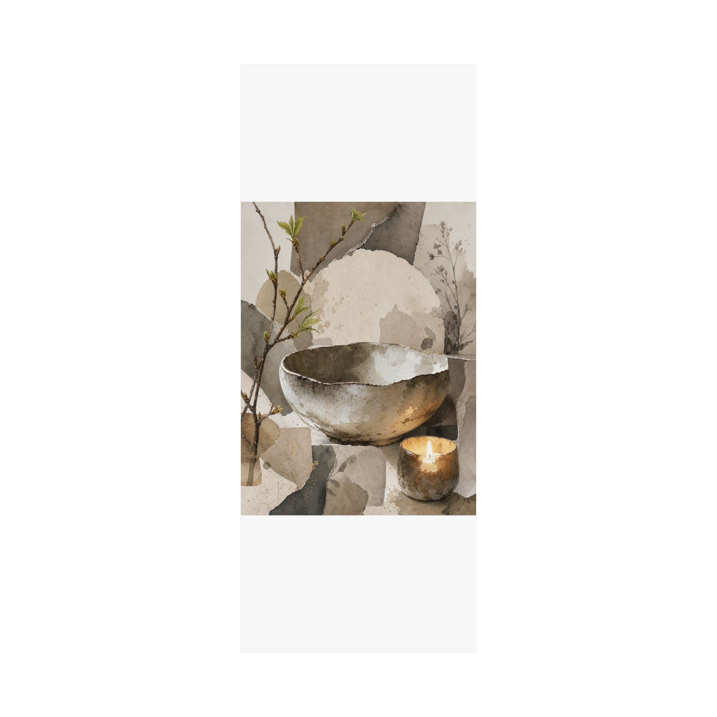 Candlelight Ceramic Bowl Wall Art Print - Japandi Fukinsei