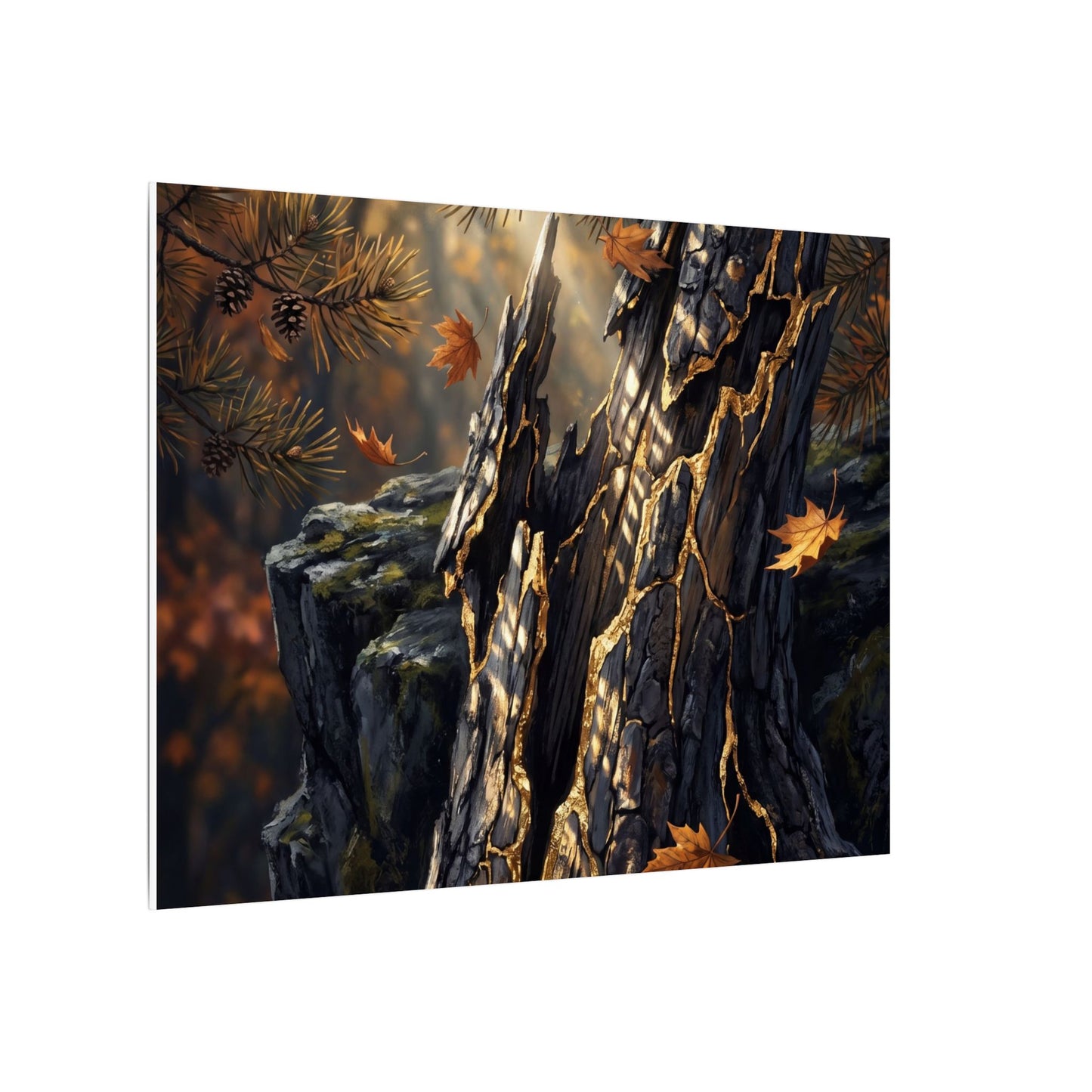 Pine Tree Autumn Canvas Art | Kintsugi Beautiful Design