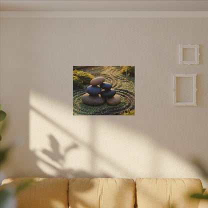 Zen River Stones in Golden Hour | Karesansui Canvas Art