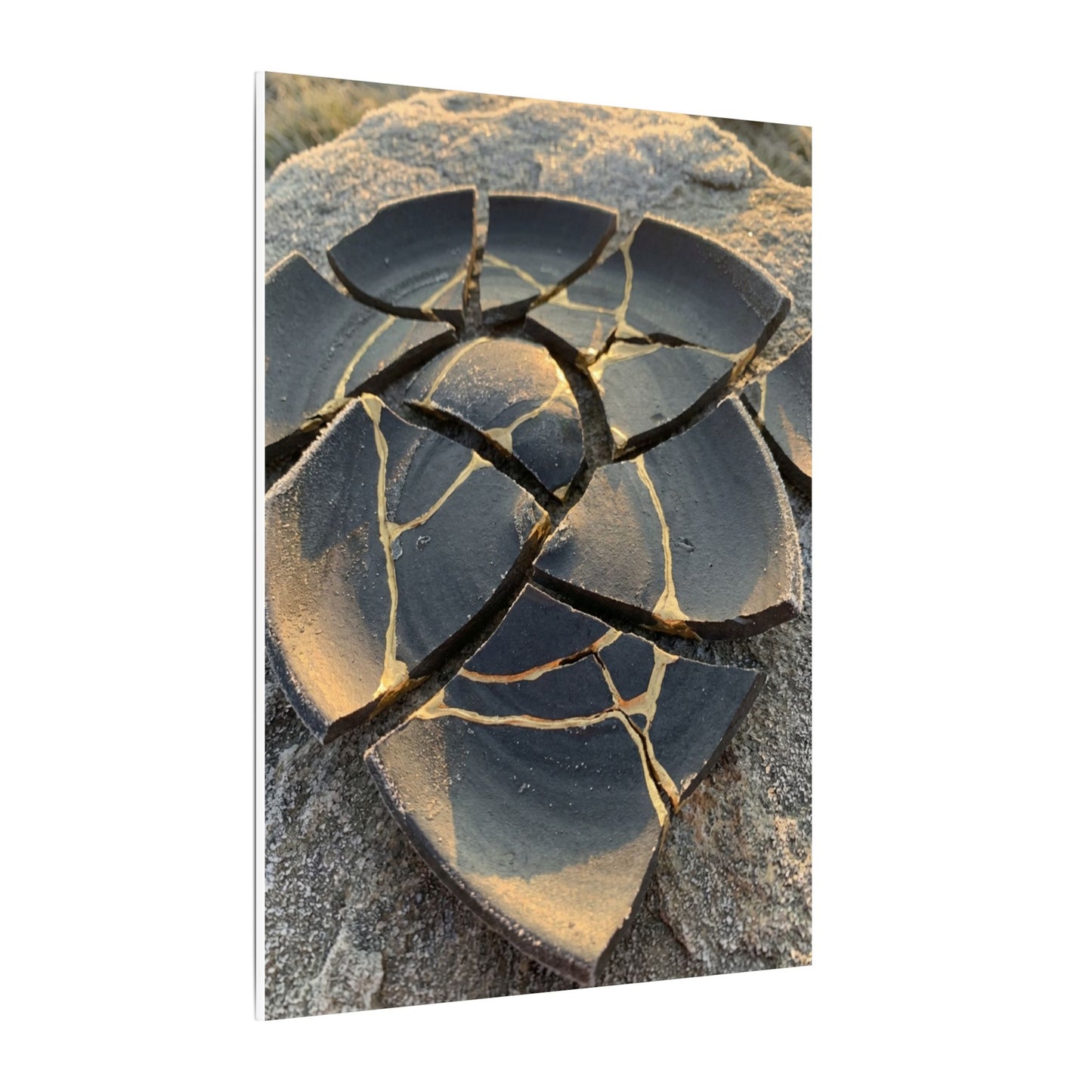 Broken Pottery Winter Canvas Art | Kintsugi Resilient Design