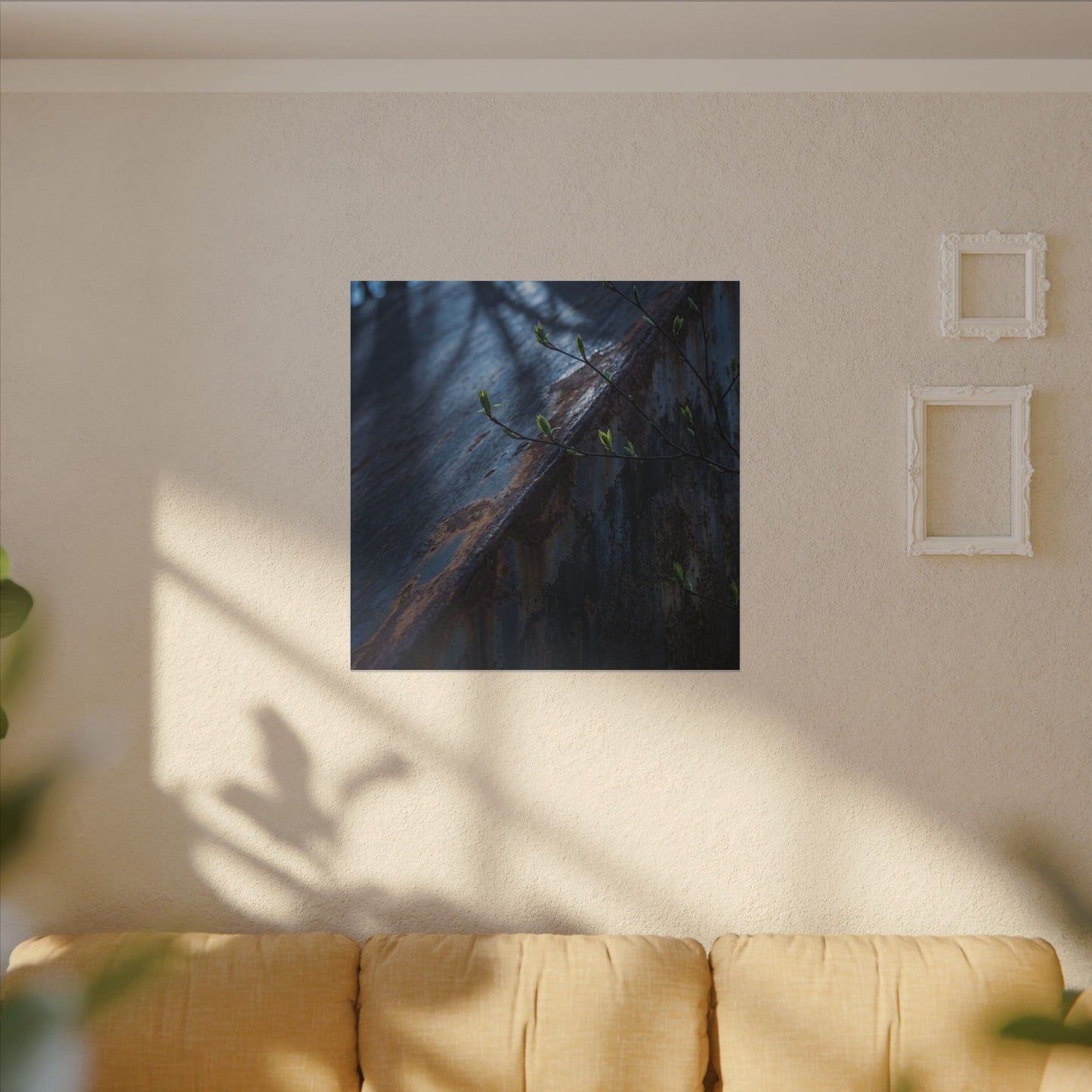 Rust Patina Canvas Art | Spring Dark Japandi Shadow Zen Art