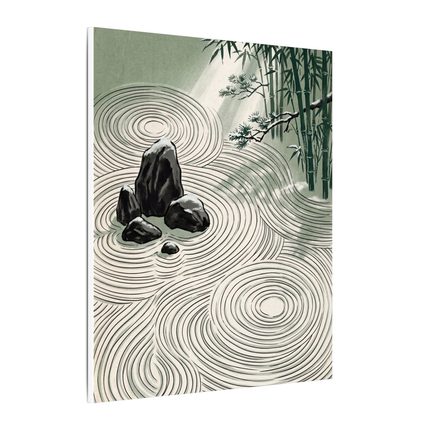Shibui Rock Garden Canvas Art - Zen Ukiyo E Inspired