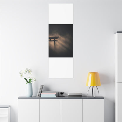 Torii Gate Shadow Zen Canvas Art | Bold Dark Japandi Art
