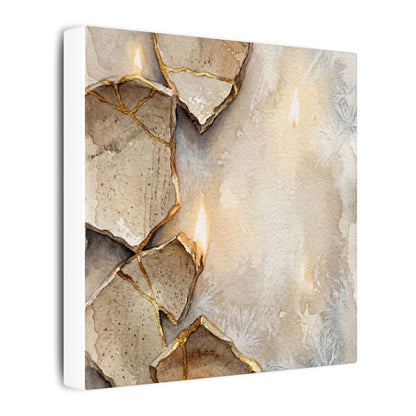 Broken Pottery Winter Canvas Art | Japandi Warm Design