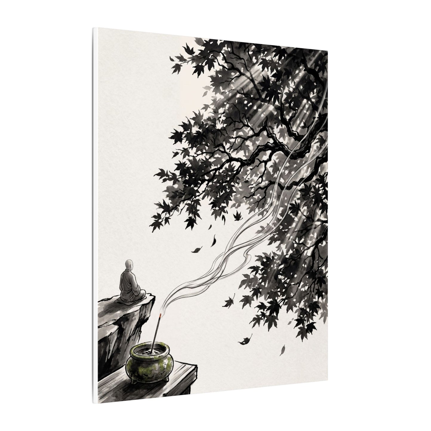 Serene Incense Smoke Canvas Art - Ukiyo E Inspired Zen