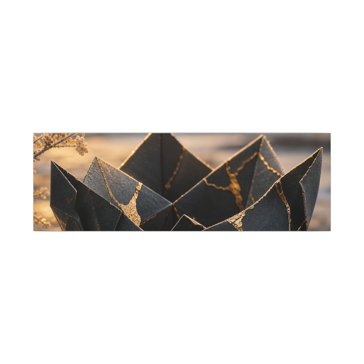 Kintsugi Paper Fold in Golden Hour | Gold Repair Canvas Art