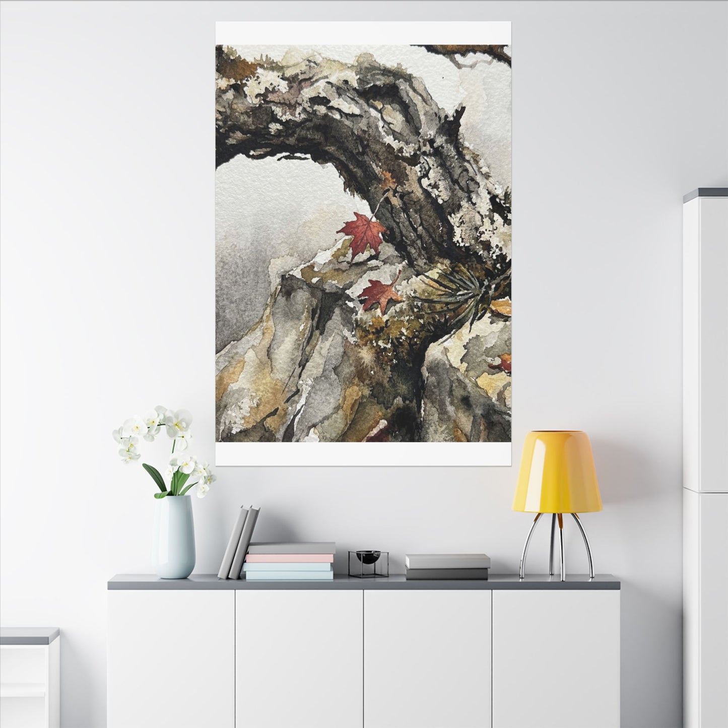 Pine Tree Autumn Canvas Art | Japandi Earthy Design