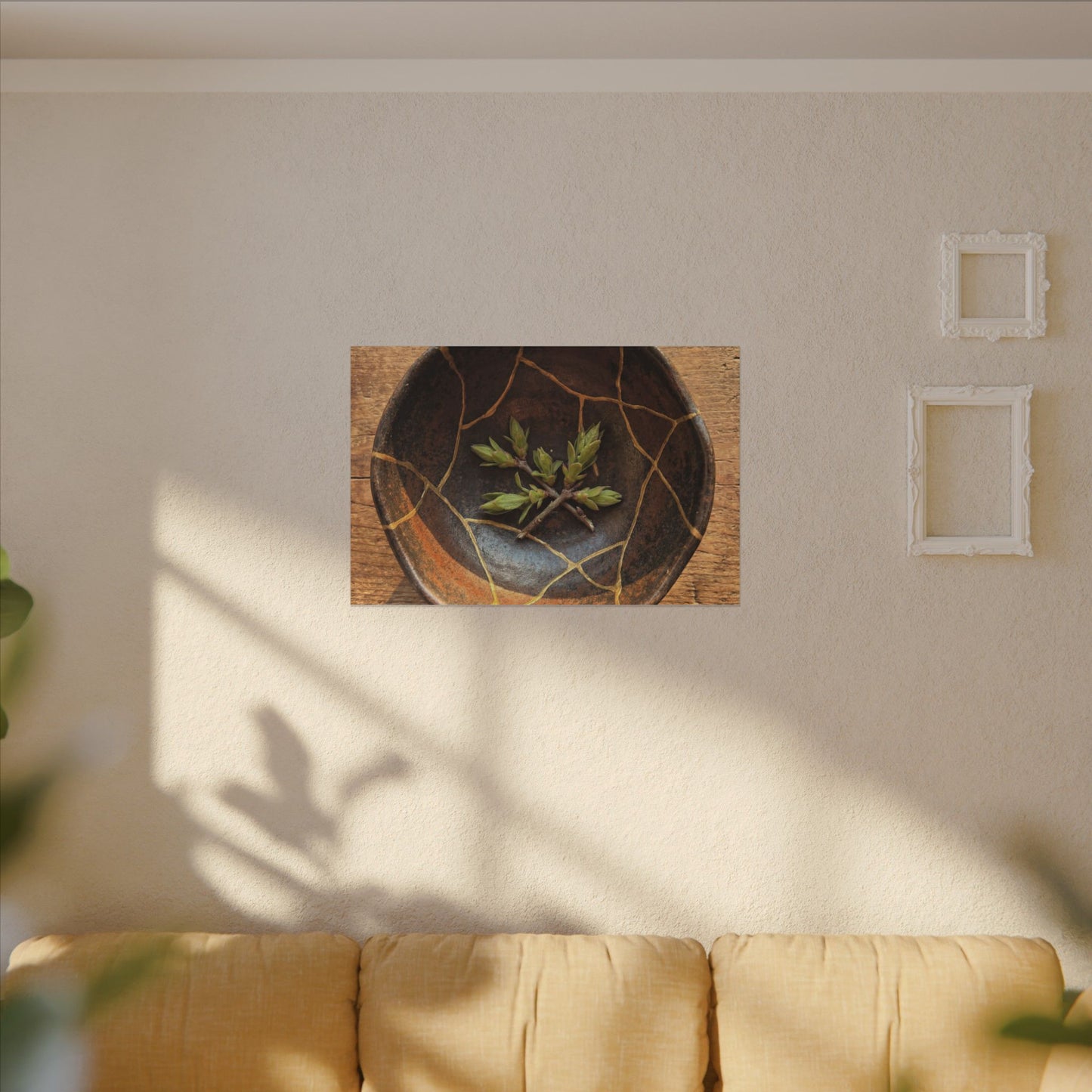 Ceramic Bowl Gold Repair Canvas Art | Resilient Kintsugi Art