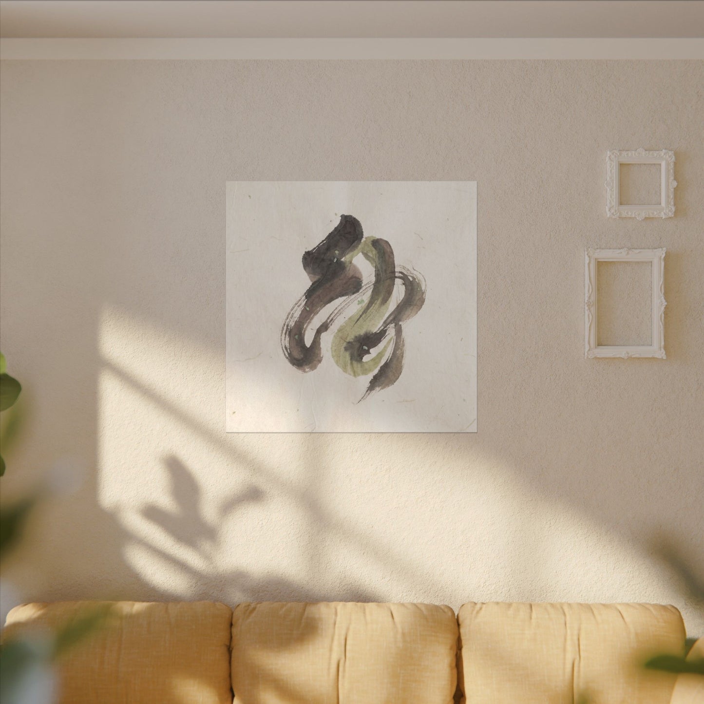 Ink Brushstroke Canvas Art | Spring Japandi Japanese Pattern Art