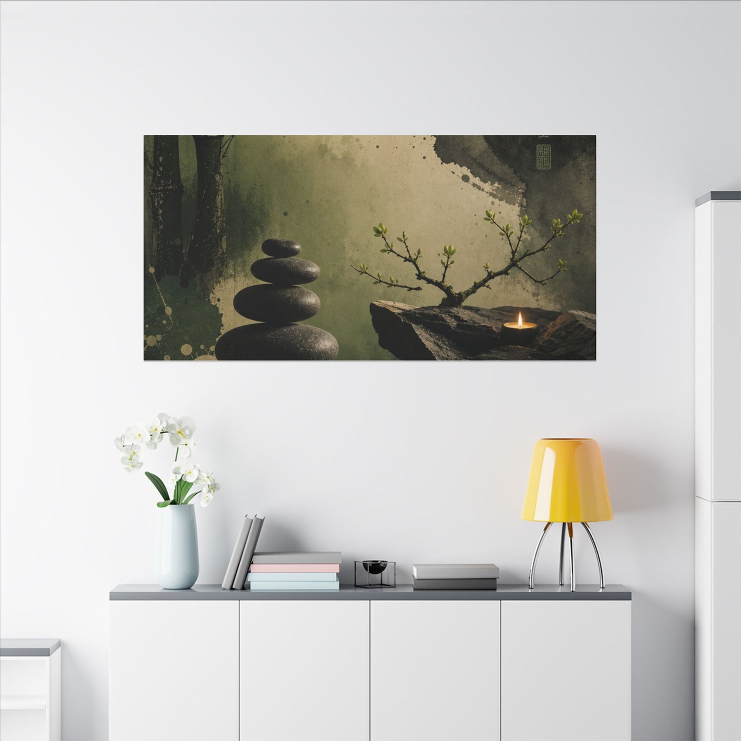 River Stones Spring Canvas Art | Zen Contemplative Design