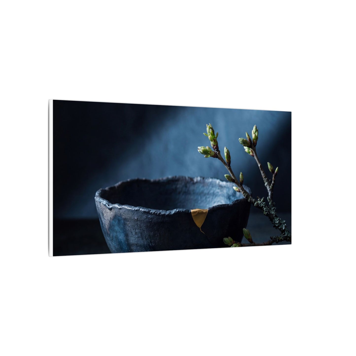 Ceramic Bowl Shadow Zen Canvas Art | Sophisticated Dark Japandi Art
