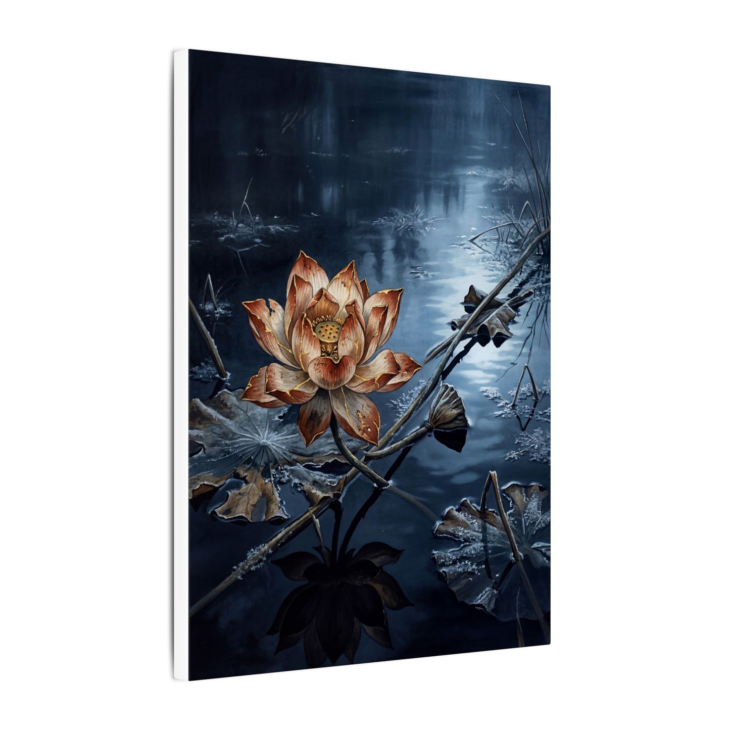 Winter Lotus Flower Broken Beauty Canvas Art | Healing Decor
