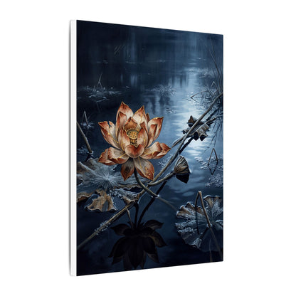 Winter Lotus Flower Broken Beauty Canvas Art | Healing Decor