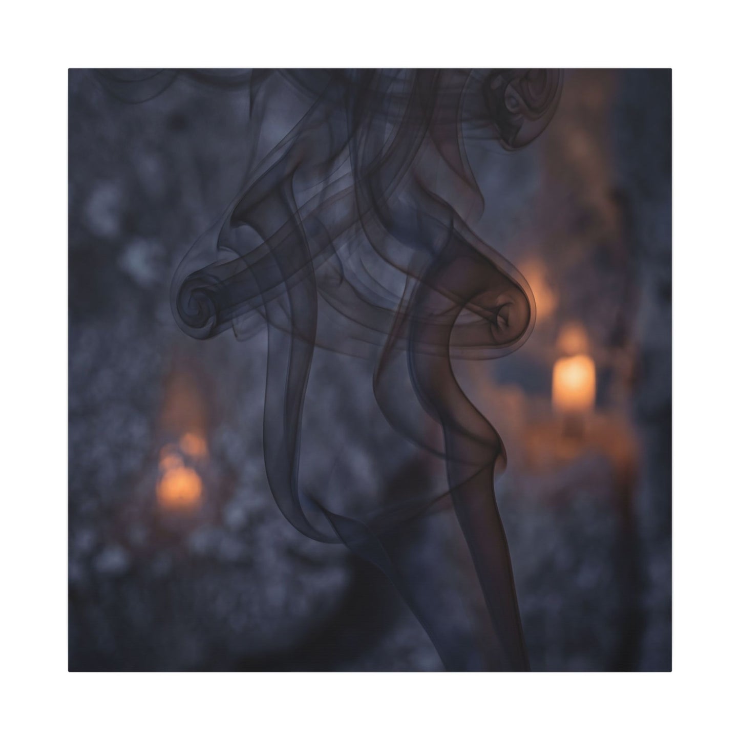 Incense Smoke Winter Canvas Art | Dark Japandi Sophisticated Design