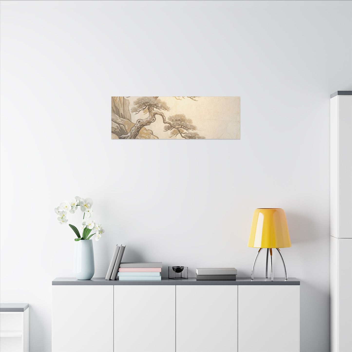 Winter Pine Tree Japanese Pattern Canvas Art | Elegant Decor