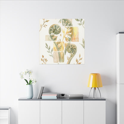 Earthy Fern Unfurling Canvas Art - Watercolor Japandi