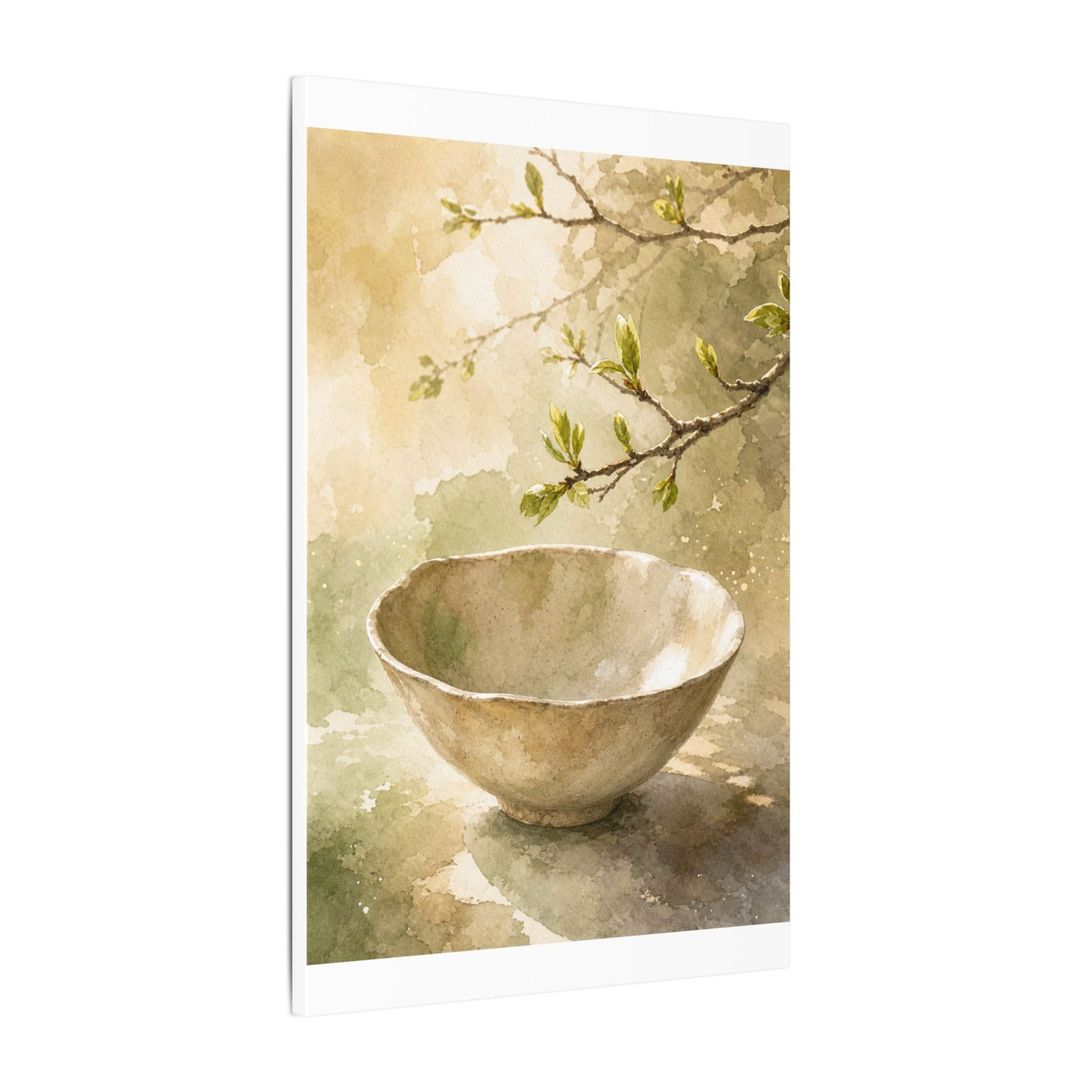 Warm Ceramic Bowl Canvas Art - Watercolor Japandi