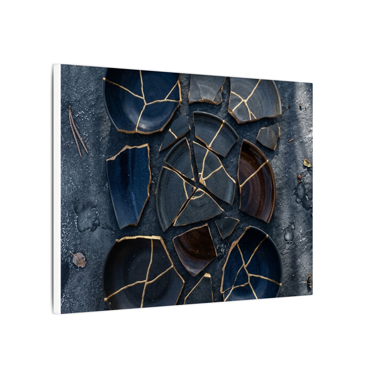 Dark Japandi Broken Pottery in Dappled | Shadow Zen Canvas Art