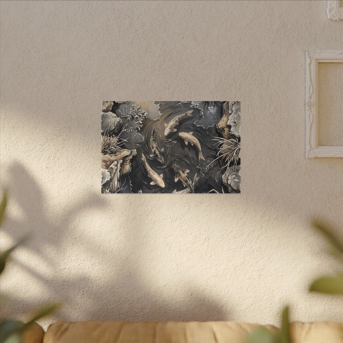 Koi Pond Canvas Art | Winter Japandi Japanese Pattern Art