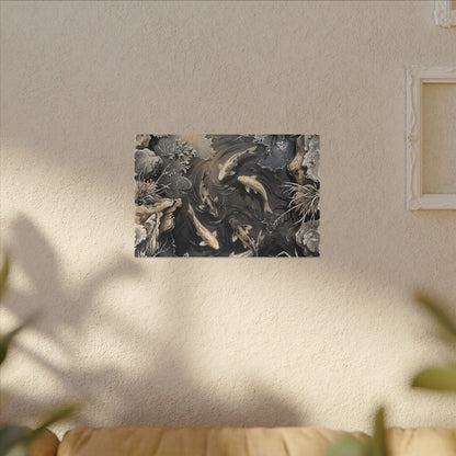 Koi Pond Canvas Art | Winter Japandi Japanese Pattern Art