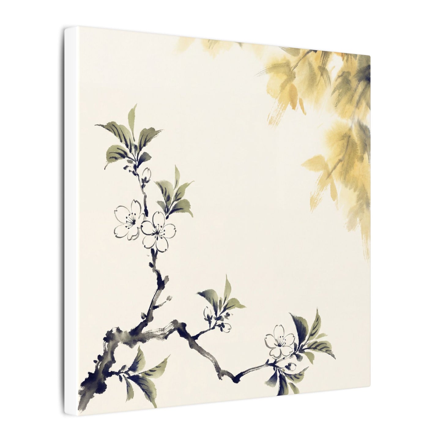 Kanso Cherry Blossom Canvas Art - Zen Sumi E