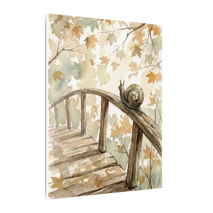 Wooden Bridge Canvas Art | Autumn Japandi Watercolor Art