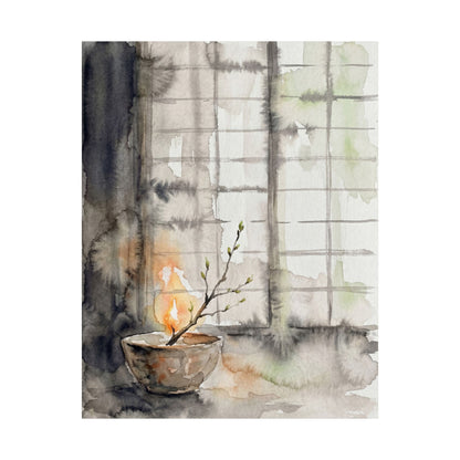 Spring Shoji Screen Watercolor Wall Art Print | Elegant Decor