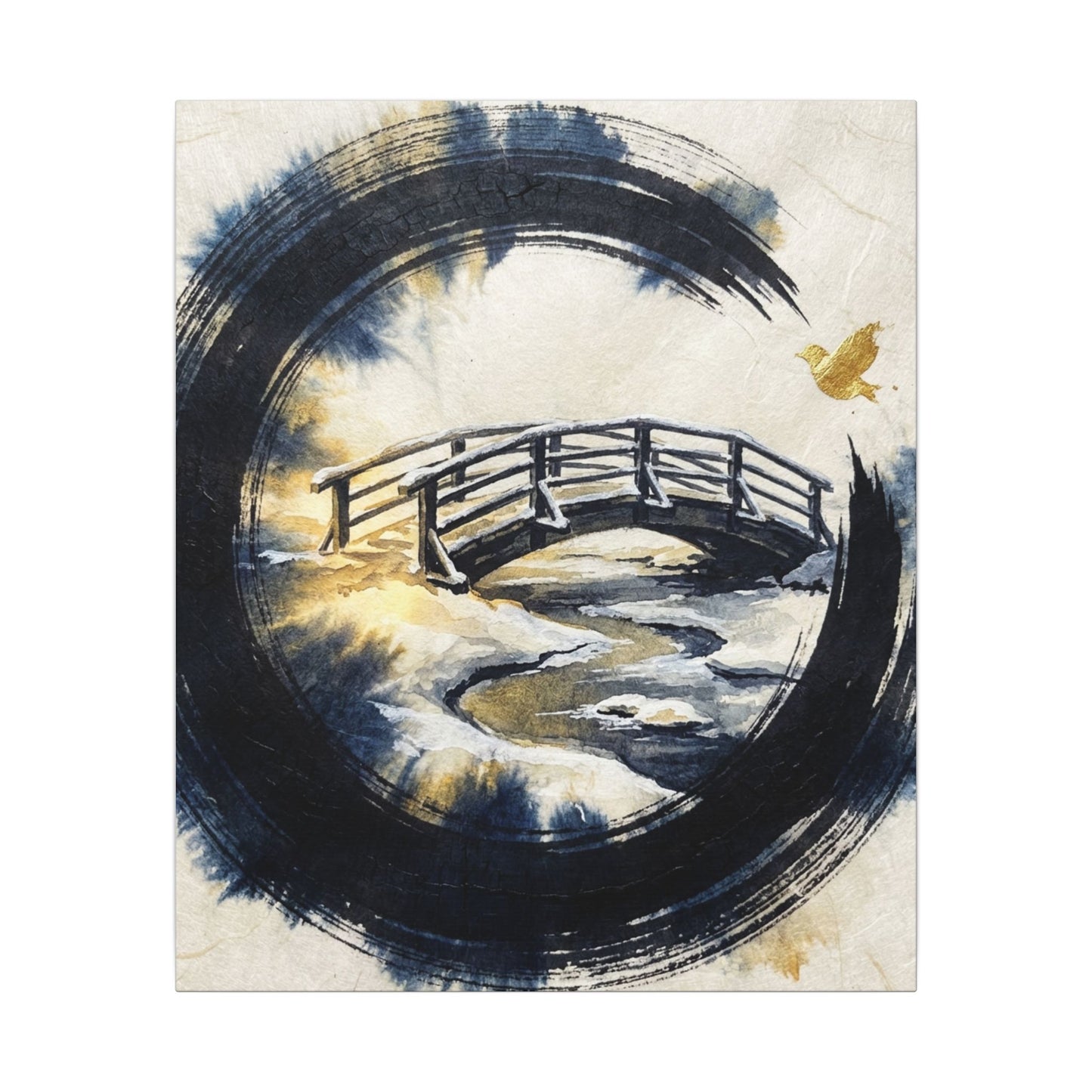 Autumn Ink Brushstroke Karesansui Canvas Art | Peaceful Decor