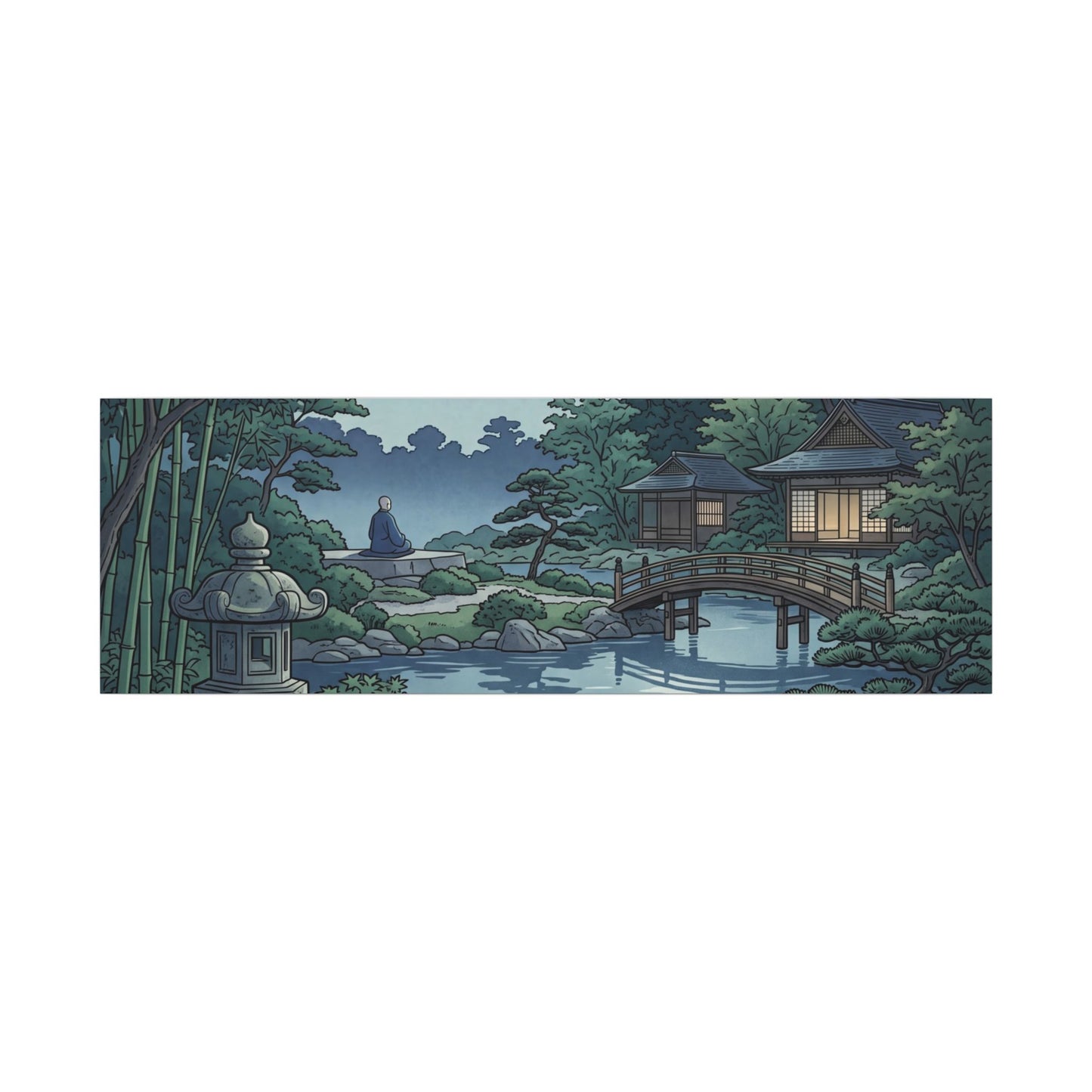 Summer Moonlit Garden Ukiyo E Inspired Canvas Art | Serene Decor