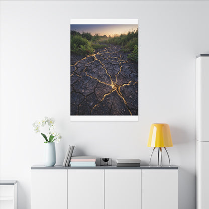 Cracked Earth Canvas Art | Summer Kintsugi Crackle Gold Art