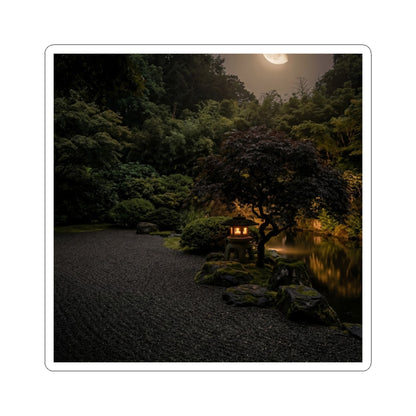 Moonlit Garden Sticker | Summer Dark Japandi Moody Minimal Art Art Print