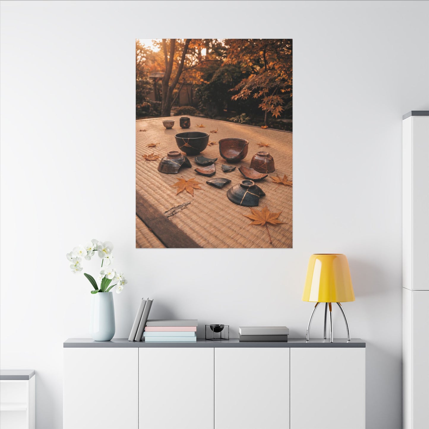 Golden Hour Tea Ceremony Canvas Art - Kintsugi Shibui