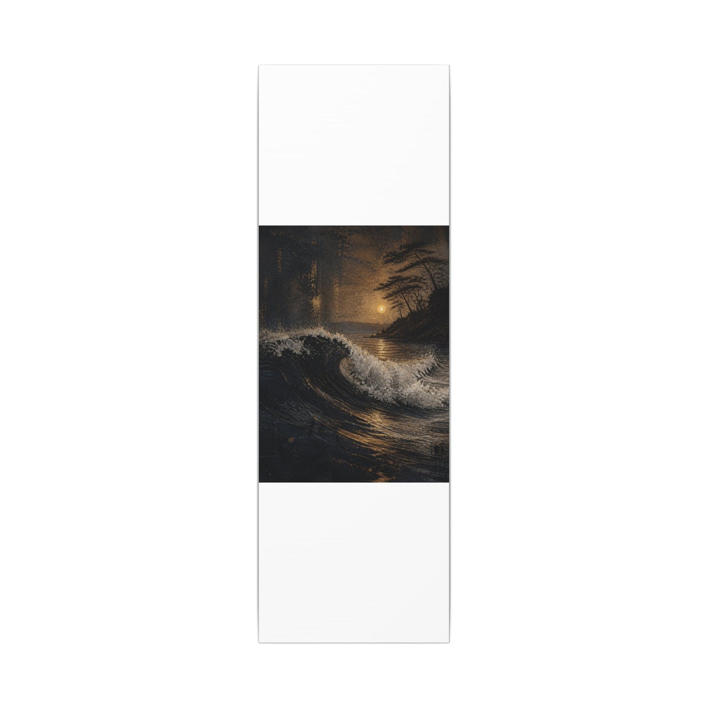 Ocean Wave Dark Texture Canvas Art | Bold Dark Japandi Art