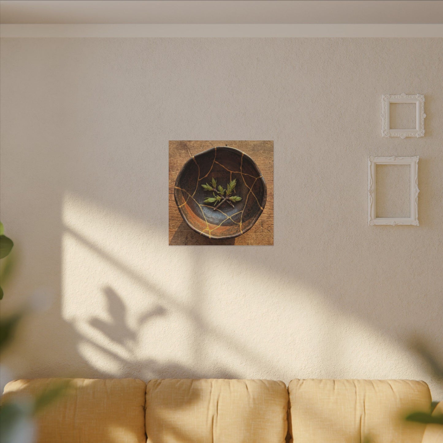 Ceramic Bowl Gold Repair Canvas Art | Resilient Kintsugi Art