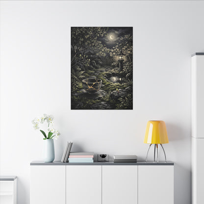 Kintsugi Moonlit Garden in Dappled | Gold Repair Canvas Art
