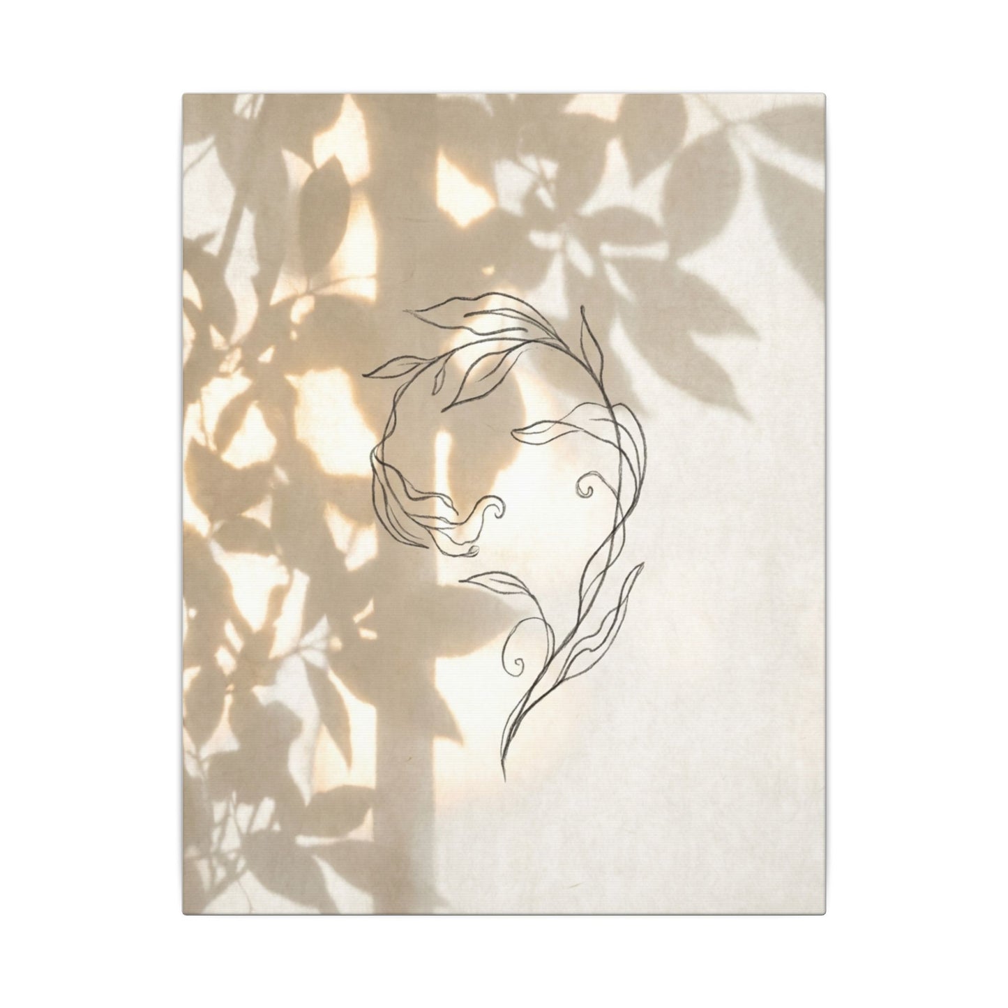 Warm Shoji Screen Canvas Art - Minimal Line Japandi