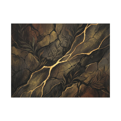 Cracked Earth Charcoal Ink Canvas Art | Bold Dark Japandi Art