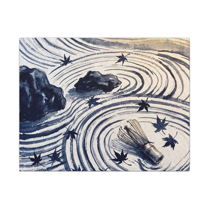 Zen Rock Garden in Golden Hour | Sumi E Canvas Art