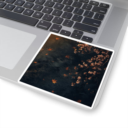 Golden Hour Cherry Blossom Sticker - Dark Japandi Kanso