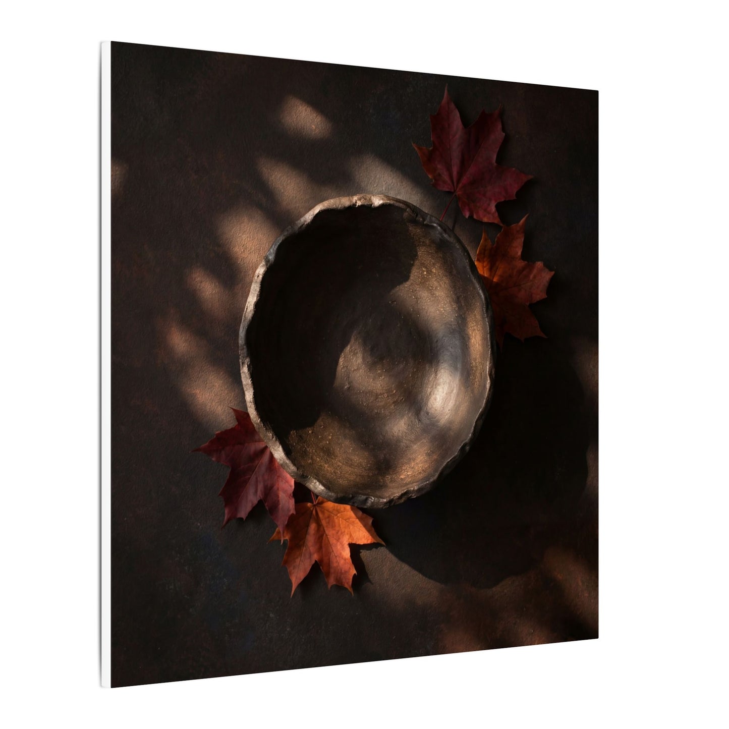 Ceramic Bowl Canvas Art | Autumn Dark Japandi Dark Texture Art