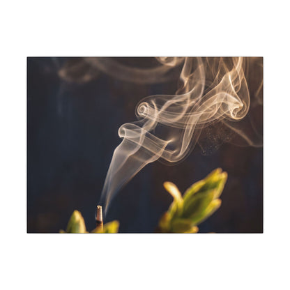 Golden Hour Incense Smoke Canvas Art - Dark Japandi Kanso