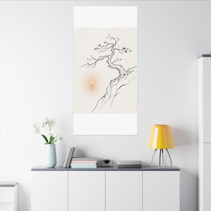 Candlelight Pine Tree Canvas Art - Japandi Shibui