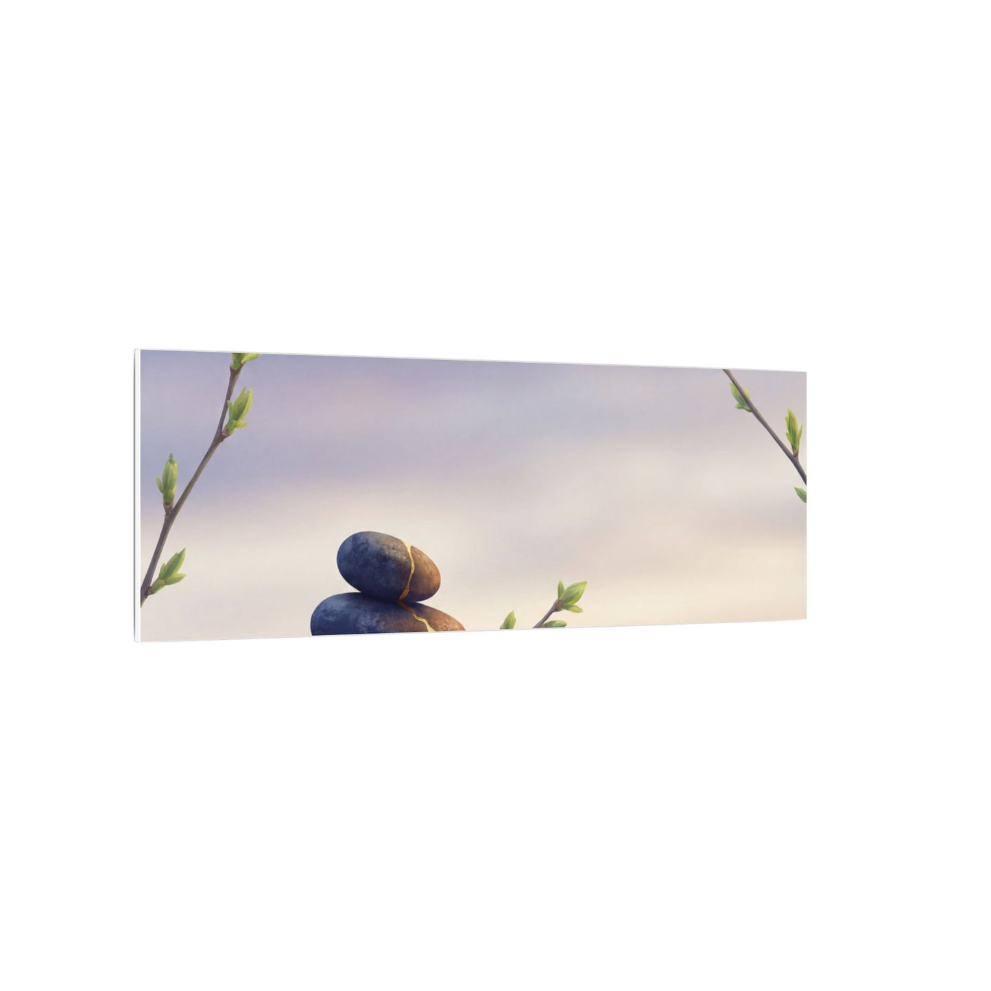 Spring River Stones Gold Vein Canvas Art | Philosophical Decor